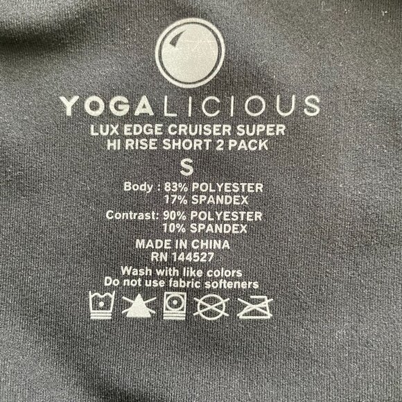 Yogalicious Lux Edge Cruiser Super Hi Rise Poly Blend Athletic Shorts Black Sz S - Picture 6 of 8